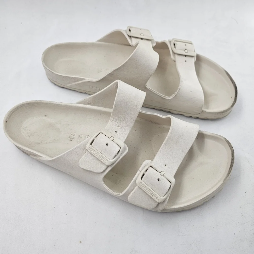 Birkenstock Arizona Essentials EVA Sandals White Double Buckle Slip On 43